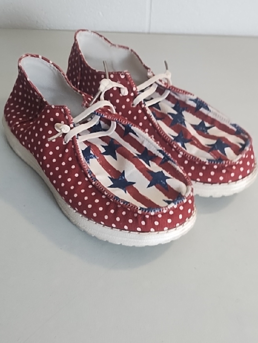 Canvas Red Polka Dot Stars & Stripes Canvas Sneakers Festive